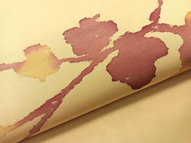 平和屋着物●塩瀬　九寸名古屋帯　枝花文　正絹　逸品　CABH4748vp