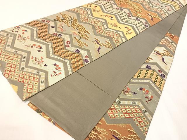 平和屋着物●西陣　河崎工房謹製　六通柄　本袋帯　唐織　松鶴屏風　金糸　正絹　逸品　CABH4752vp