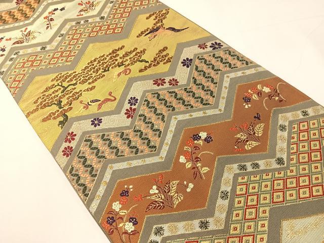 平和屋着物●西陣　河崎工房謹製　六通柄　本袋帯　唐織　松鶴屏風　金糸　正絹　逸品　CABH4752vp
