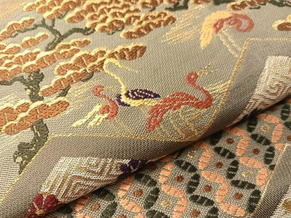 平和屋着物●西陣　河崎工房謹製　六通柄　本袋帯　唐織　松鶴屏風　金糸　正絹　逸品　CABH4752vp