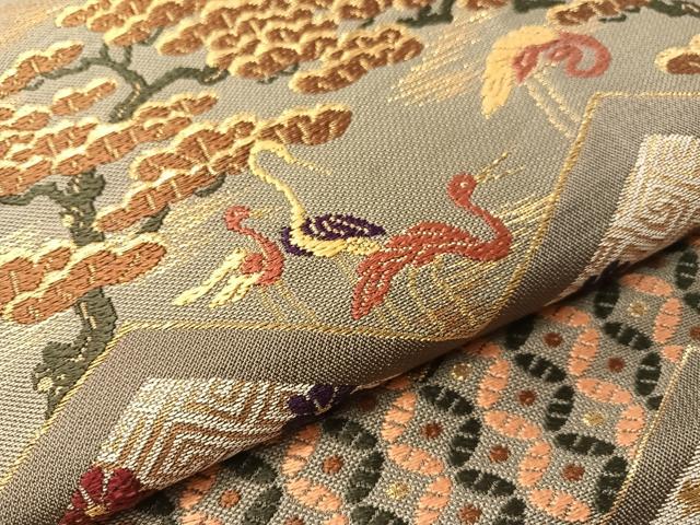 平和屋着物●西陣　河崎工房謹製　六通柄　本袋帯　唐織　松鶴屏風　金糸　正絹　逸品　CABH4752vp
