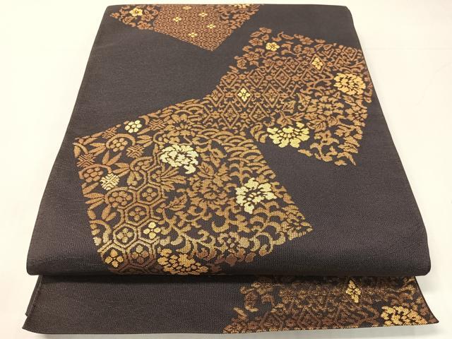 平和屋着物●全通柄　本袋帯　更紗色紙文　金糸　正絹　逸品　CABH4757vp