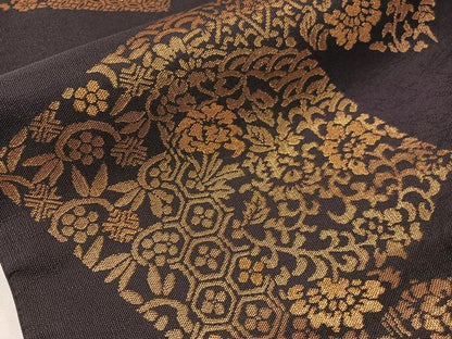 平和屋着物●全通柄　本袋帯　更紗色紙文　金糸　正絹　逸品　CABH4757vp