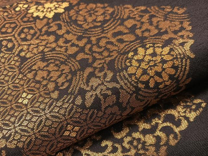 平和屋着物●全通柄　本袋帯　更紗色紙文　金糸　正絹　逸品　CABH4757vp