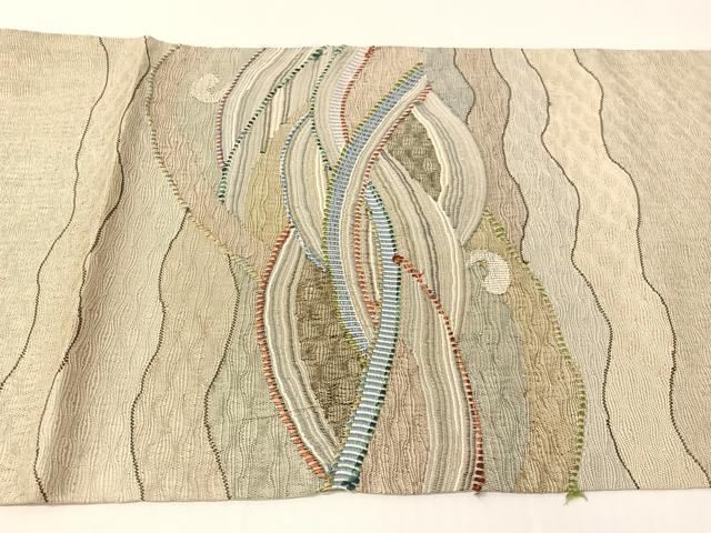 平和屋着物▽太鼓柄袋帯　スリーシーズン　春夏秋　すくい織　立波文　正絹　逸品　CABH4758vp
