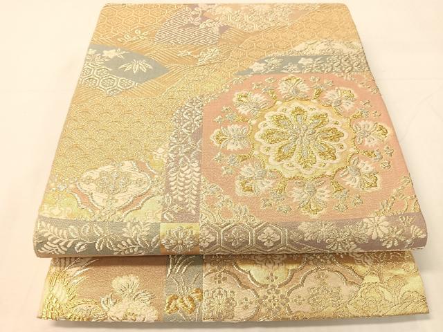 平和屋着物●六通柄袋帯　唐織　明綴　有職文様　金銀糸　正絹　逸品　CABH4761vp
