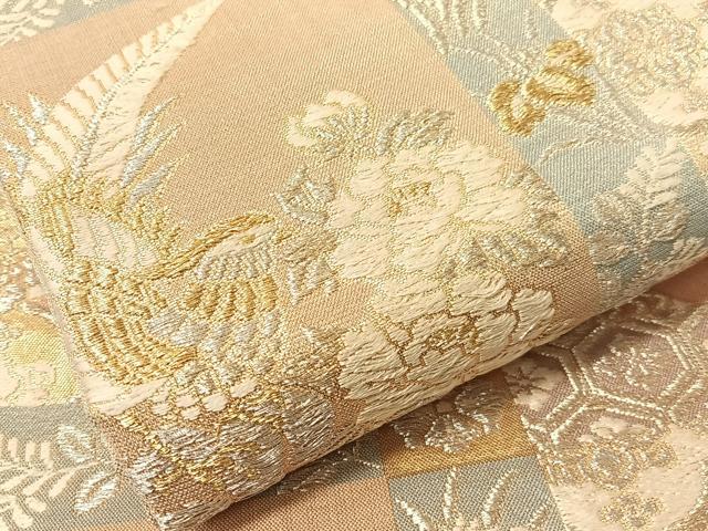 平和屋着物●六通柄袋帯　唐織　明綴　有職文様　金銀糸　正絹　逸品　CABH4761vp