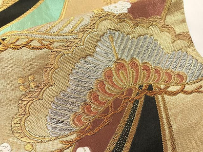 平和屋着物●六通柄袋帯　唐織　梅松文　金銀糸　正絹　逸品　CABH4765vp