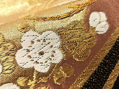 平和屋着物●六通柄袋帯　唐織　梅松文　金銀糸　正絹　逸品　CABH4765vp
