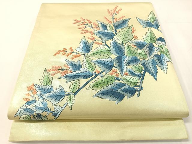 平和屋着物●総刺繍　太鼓柄袋帯　草花文　正絹　逸品　CABH4766vp