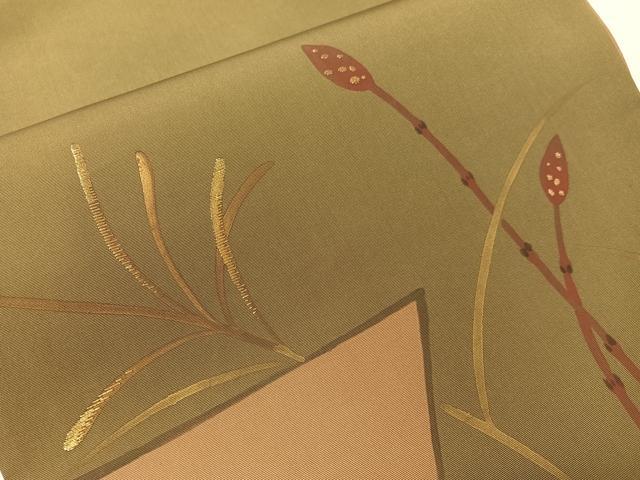 平和屋着物●太鼓柄袋帯　刺繍　つくし　金彩　正絹　逸品　CABH4770vp