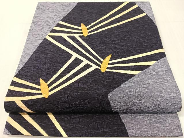 平和屋着物●両面　全通柄袋帯　そめ帯　ふくれ織　松葉文　正絹　逸品　未使用　CABH4772vp