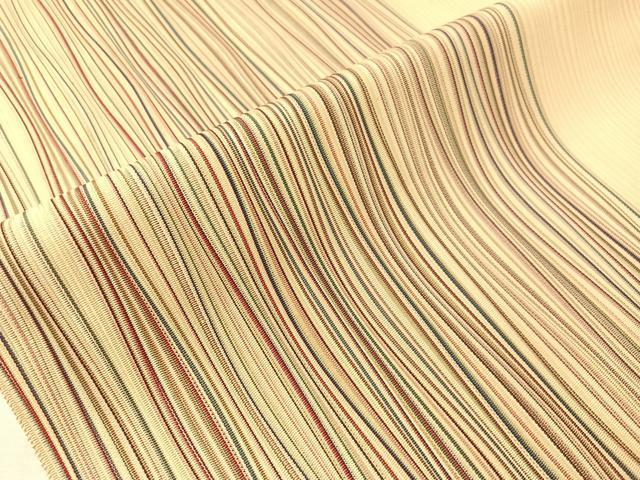 平和屋着物●本場筑前博多織　八寸名古屋帯　よろけ縞　正絹　逸品　CABH4774vp