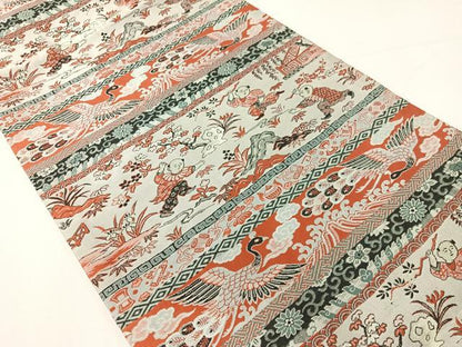 平和屋着物●山喜織物謹製　萬葉　紹巴　九寸開き名古屋帯　唐子遊び　逸品　CABH4777vp