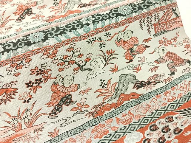 平和屋着物●山喜織物謹製　萬葉　紹巴　九寸開き名古屋帯　唐子遊び　逸品　CABH4777vp