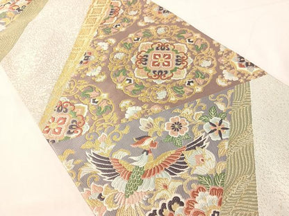 平和屋着物▼六通柄袋帯　唐織　金彩紹巴　ふくじゅ　正絹　逸品　CABH4780vp