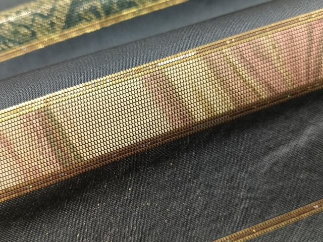 平和屋着物▼六通柄袋帯　螺鈿箔　横段吉祥花文　金彩　正絹　逸品　CABH4783vp