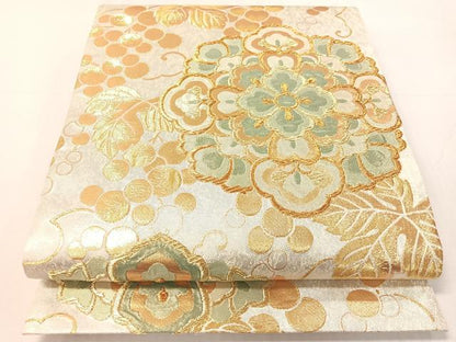平和屋着物●六通柄袋帯　華文ぶどう紋様　金糸　正絹　逸品　CABH4788vp
