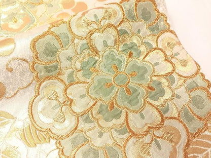 平和屋着物●六通柄袋帯　華文ぶどう紋様　金糸　正絹　逸品　CABH4788vp