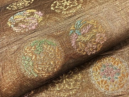 平和屋着物▽西陣　六通柄袋帯　スリーシーズン　春夏秋　櫛織　蜀甲花鳥文　金銀糸　正絹　逸品　CABH4791vp