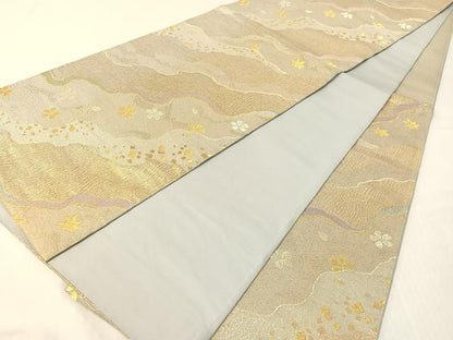 平和屋着物●六通柄袋帯　櫛織　道長舞桜　金銀糸　正絹　逸品　CABH4795vp
