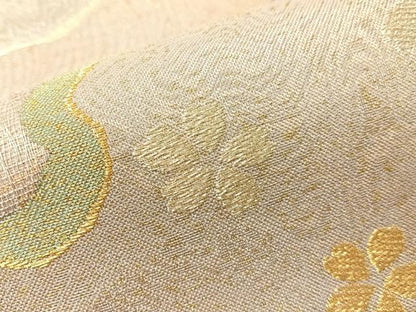 平和屋着物●六通柄袋帯　櫛織　道長舞桜　金銀糸　正絹　逸品　CABH4795vp