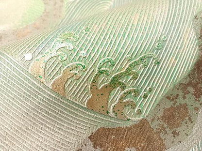 平和屋着物●六通柄袋帯　立波文　金銀彩　引箔　正絹　逸品　CABH4797vp