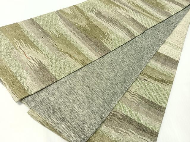 平和屋着物▽六通柄袋帯　スリーシーズン　春夏秋　櫛織　霞文　金糸　正絹　逸品　CABH4799vp