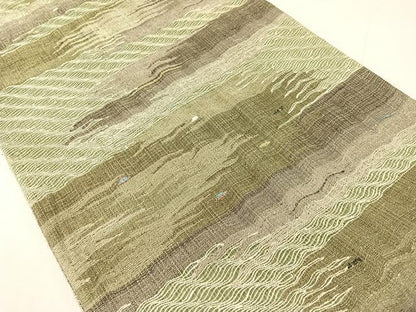 平和屋着物▽六通柄袋帯　スリーシーズン　春夏秋　櫛織　霞文　金糸　正絹　逸品　CABH4799vp