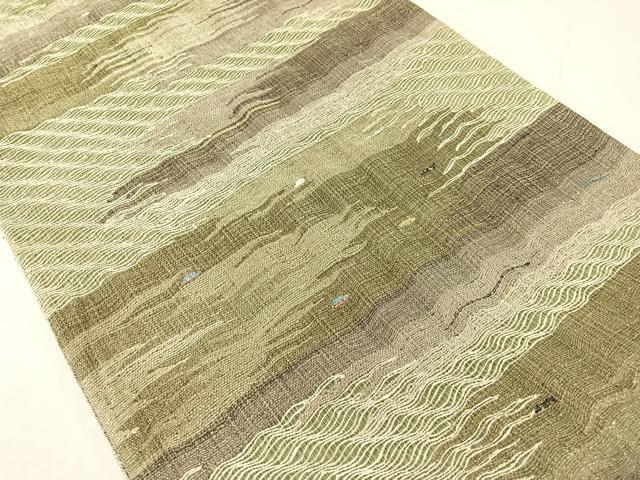 平和屋着物▽六通柄袋帯　スリーシーズン　春夏秋　櫛織　霞文　金糸　正絹　逸品　CABH4799vp