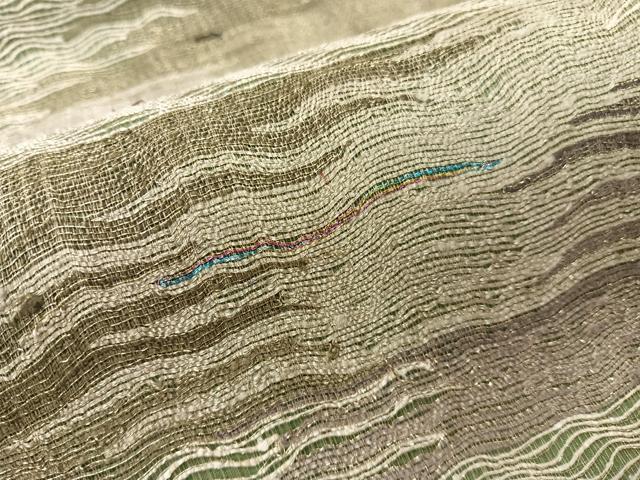 平和屋着物▽六通柄袋帯　スリーシーズン　春夏秋　櫛織　霞文　金糸　正絹　逸品　CABH4799vp