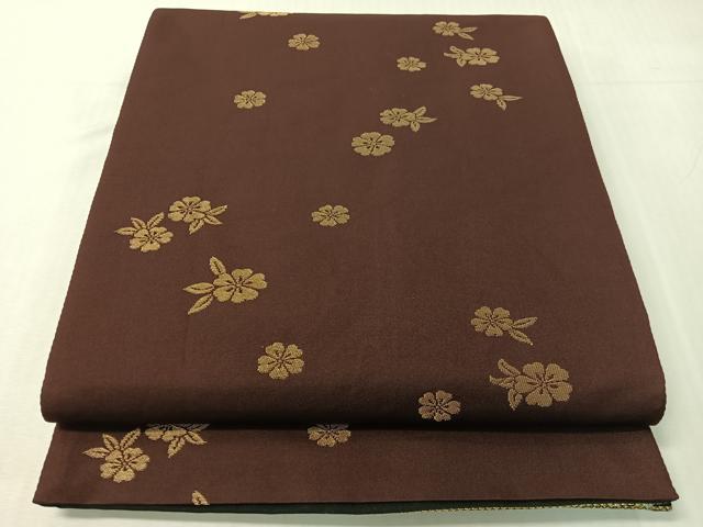 平和屋着物●両面　六通柄袋帯　唐織　乱菊　黒地　金糸　正絹　逸品　CABH4800vp