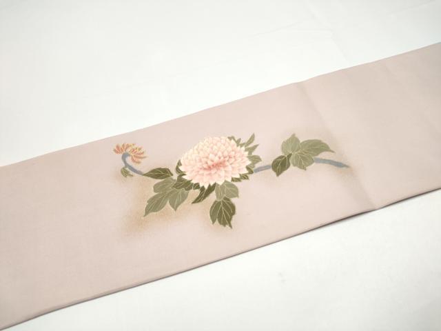 平和屋着物●塩瀬　九寸名古屋帯　枝菊文　金彩　正絹　逸品　CABH4803hy