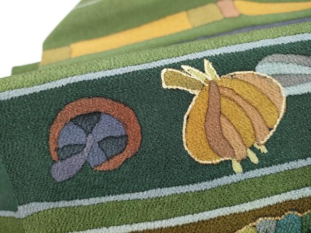 平和屋着物●全通柄　九寸名古屋帯　成物　金彩　鬼しぼ縮緬　正絹　逸品　CABH4806hy