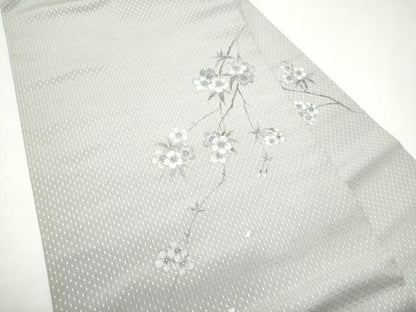 平和屋着物●九寸名古屋帯　手描き　枝垂れ桜文　正絹　逸品　CABH4808hy