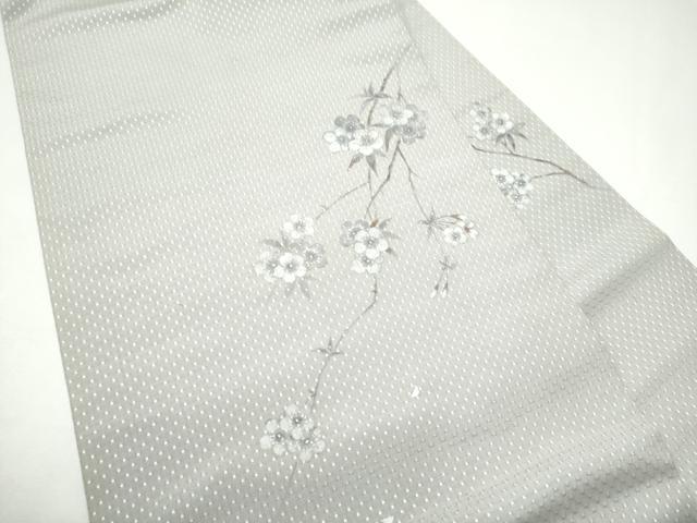 平和屋着物●九寸名古屋帯　手描き　枝垂れ桜文　正絹　逸品　CABH4808hy