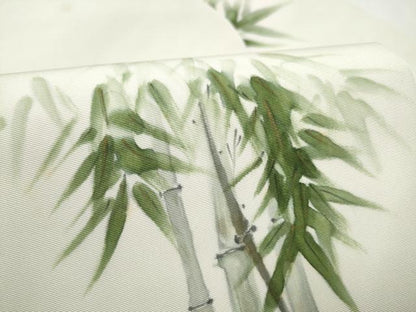 平和屋着物●塩瀬　九寸名古屋帯　手描き　パンダ　笹竹文　正絹　逸品　CABH4812hy