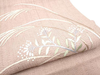 平和屋着物●八寸名古屋帯　総刺繍　草花文　ますいわ屋扱い　正絹　逸品　CABH4814hy