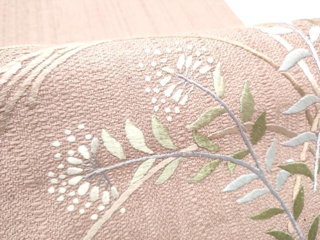平和屋着物●八寸名古屋帯　総刺繍　草花文　ますいわ屋扱い　正絹　逸品　CABH4814hy