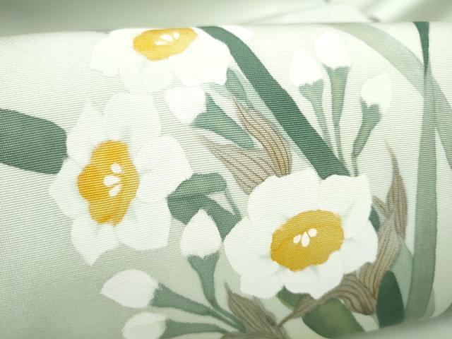 平和屋着物●塩瀬　九寸名古屋帯　ろうけつ染　草花文　正絹　逸品　CABH4819hy