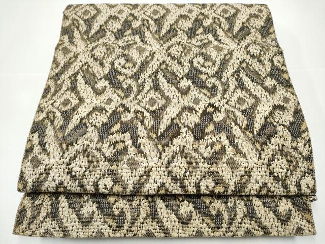 平和屋着物●八寸名古屋帯　イカット柄　金糸　正絹　逸品　CABH4823hy