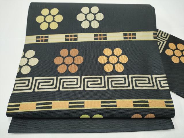 平和屋着物●西陣　川島織物　九寸名古屋帯　幾何学花文　正絹　逸品　CABH4824hy