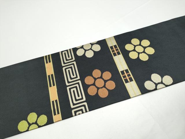 平和屋着物●西陣　川島織物　九寸名古屋帯　幾何学花文　正絹　逸品　CABH4824hy