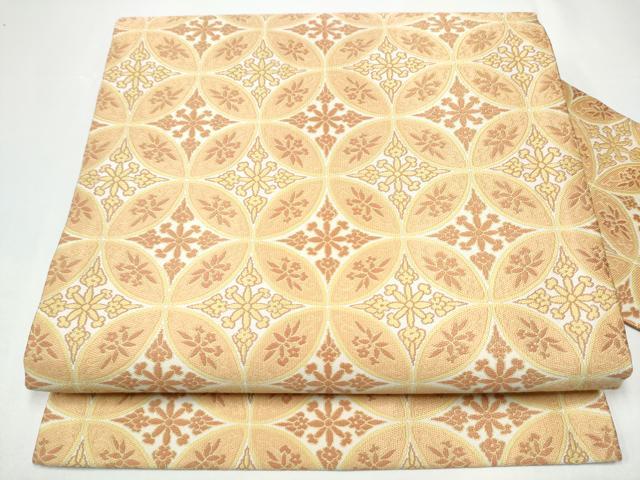 平和屋着物●全通柄　九寸名古屋帯　七宝花文　正絹　逸品　CABH4826hy