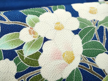 平和屋着物●九寸名古屋帯　友禅　枝椿　鬼しぼ縮緬　正絹　逸品　CABH4830hy