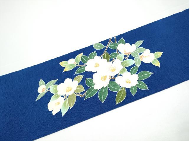 平和屋着物●九寸名古屋帯　友禅　枝椿　鬼しぼ縮緬　正絹　逸品　CABH4830hy