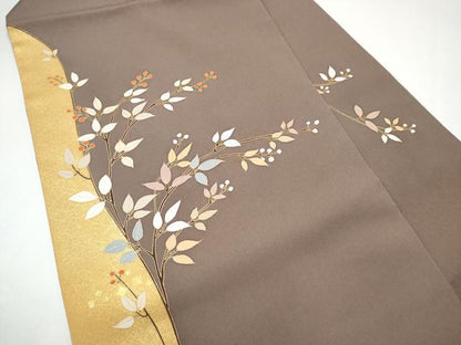 平和屋着物●九寸名古屋帯　南天文　金彩　正絹　逸品　CABH4831hy