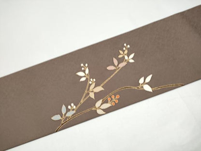 平和屋着物●九寸名古屋帯　南天文　金彩　正絹　逸品　CABH4831hy