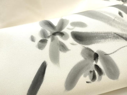 平和屋着物●塩瀬　九寸名古屋帯　作家物　手描き　草花文　正絹　逸品　CABH4841hy