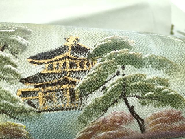 平和屋着物●九寸名古屋帯　手描き　金彩　鬼しぼ縮緬　正絹　逸品　CABH4842hy